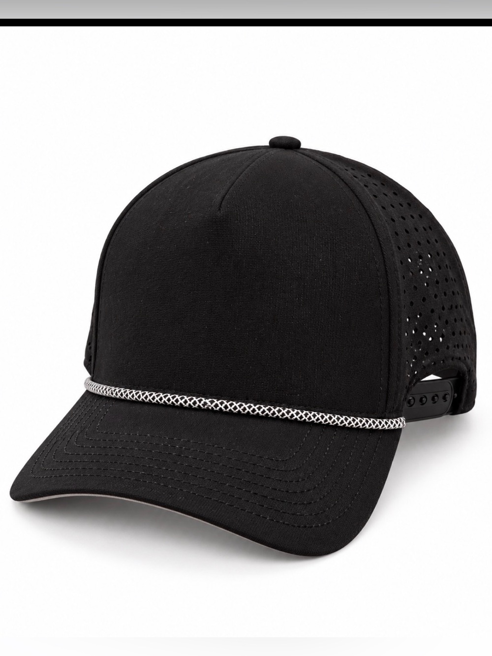 Source Unknown Black Trucker Cap with Silver Rope Detail